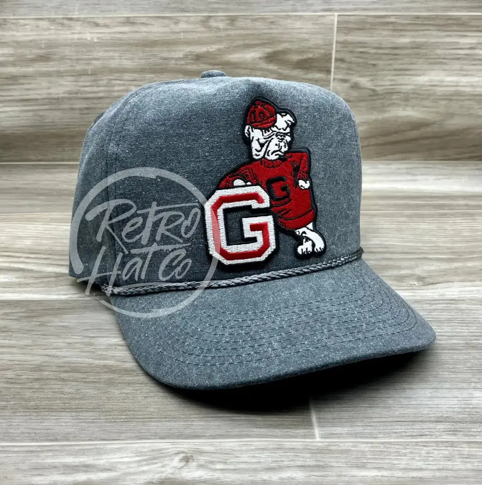 Retro Georgia Bulldogs Patch on Stonewashed Charcoal Retro Rope Hat