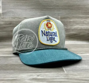 Retro Gold Natural / Natty Light Beer Patch on Sand/Teal Stonewashed Rope Hat with Snapback