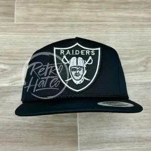 Retro Las Vegas Raiders Shield Patch on Black Classic Rope Hat