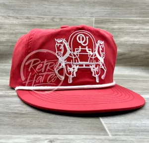Retro Oklahoma OU Sooners Horses on Red Poly Rope Hat