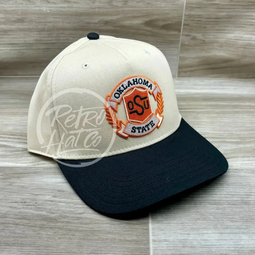 Retro Oklahoma State / OSU Crest on Natural/Black Retro Hat
