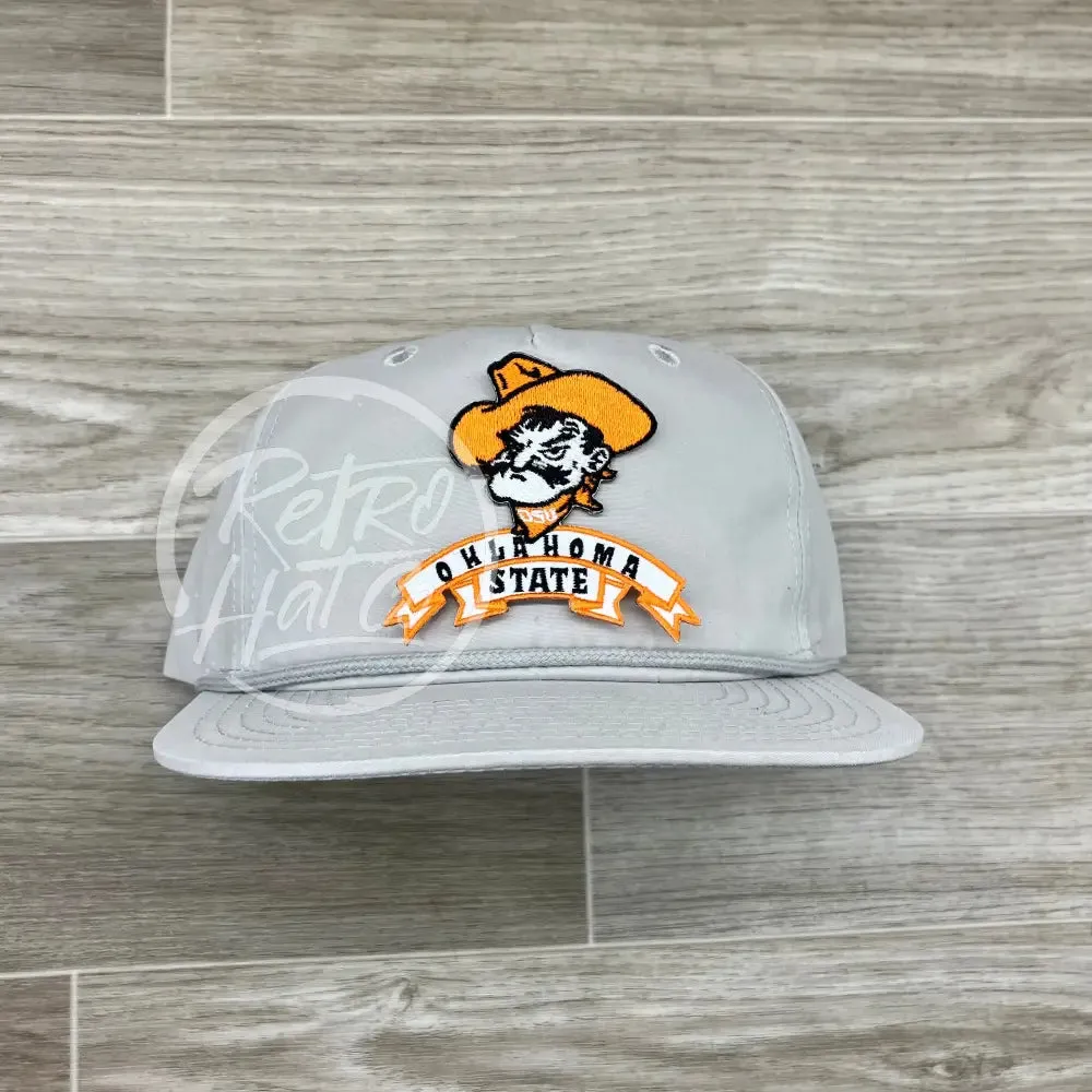 Retro Oklahoma State / Pete / OSU Cowboys Patch on Smoke Gray Retro Rope Hat