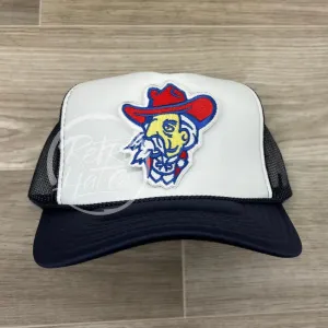 Retro Ole Miss Colonel Reb on Navy/White Meshback Trucker Hat