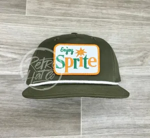 Retro Sprite Patch on Olive Retro Hat w/White Rope