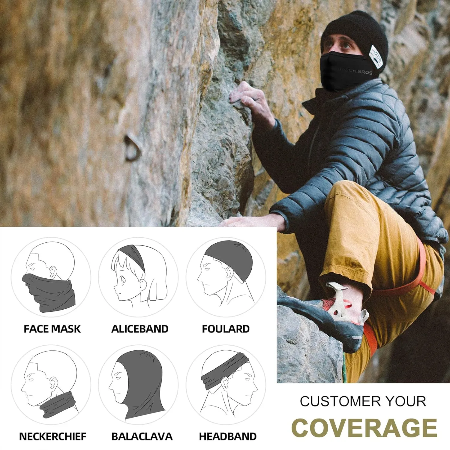 ROCKBROS Cooling Neck Gaiter Bandana Face Mask for Men Neck Gaiters Summer Half Face Scarf Cover Sun UV Protection