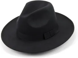 SAFIGLE Classic Unisex Vintage Wool Fedora Hat for Men and Women Black Brim Fashion Hat Stylish Gentleman Cap