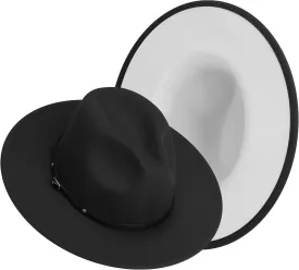 SAJUZEN Wide Brim Fedora Hats for Women Mens Felt Fedora Hats with Belt Buckle