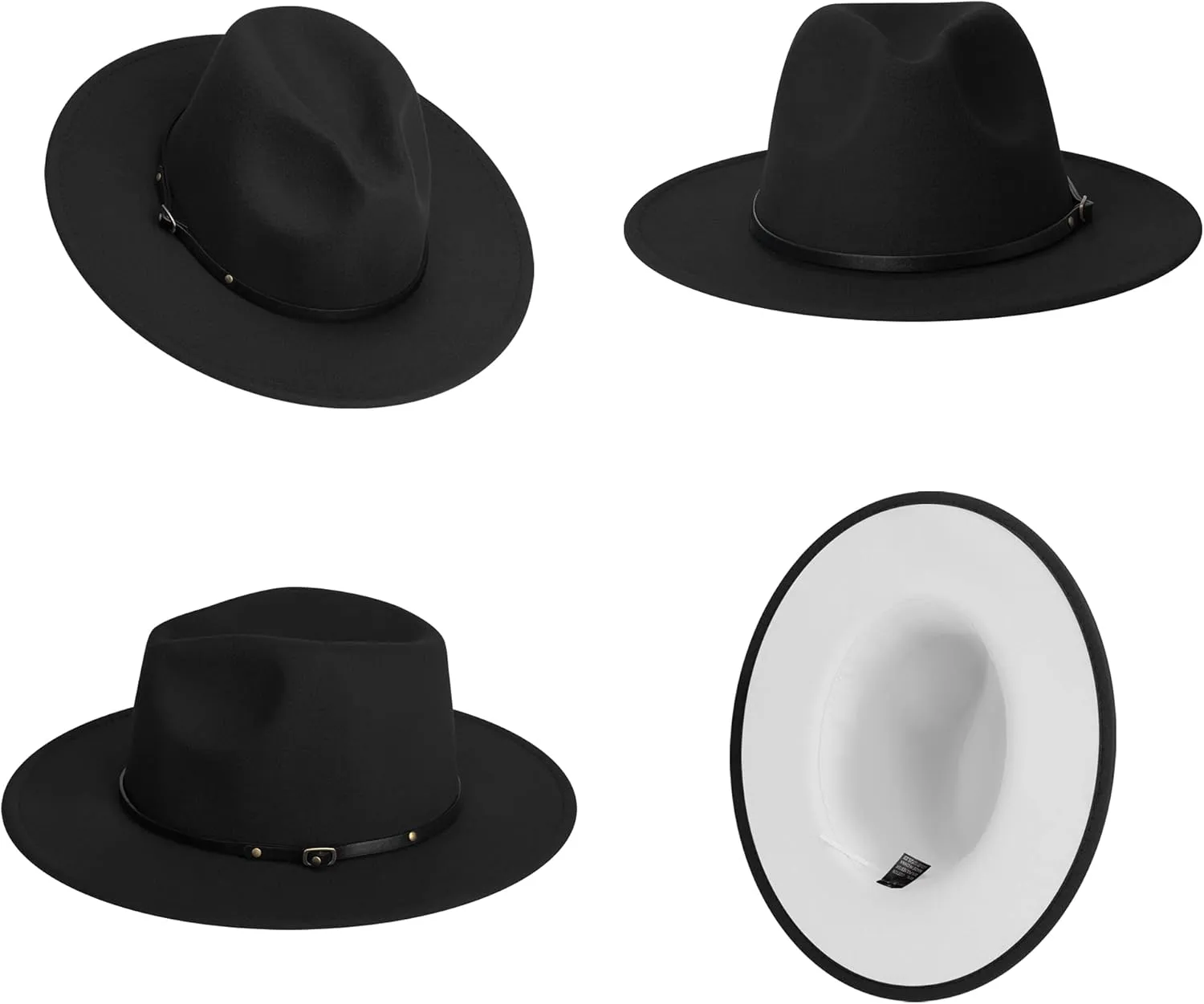 SAJUZEN Wide Brim Fedora Hats for Women Mens Felt Fedora Hats with Belt Buckle