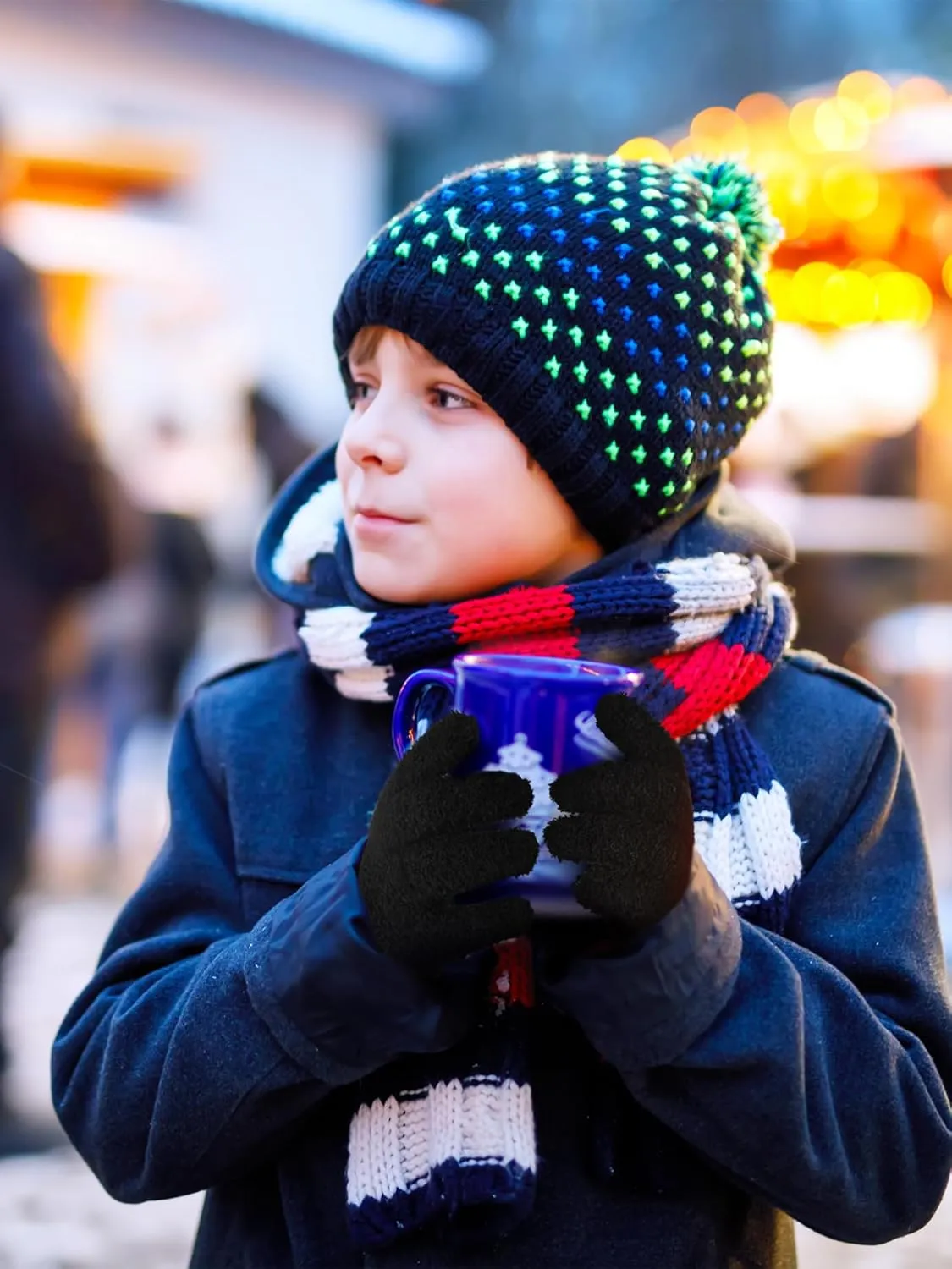 SATINIOR 6 Pairs Toddler Knitted Gloves Kids Winter Warm Stretchy Mittens Soft Lightweight Mittens for Boys and Girls