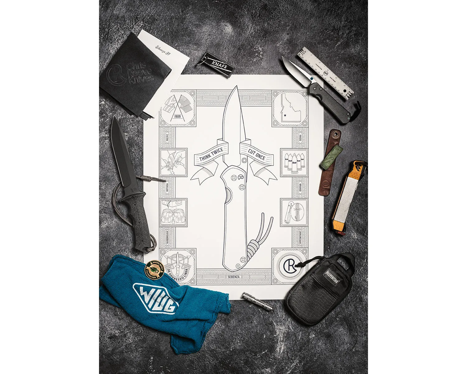 Sebenza Letterpress Premium Poster - Knafs x Chris Reeve Knives - 16 x 20"