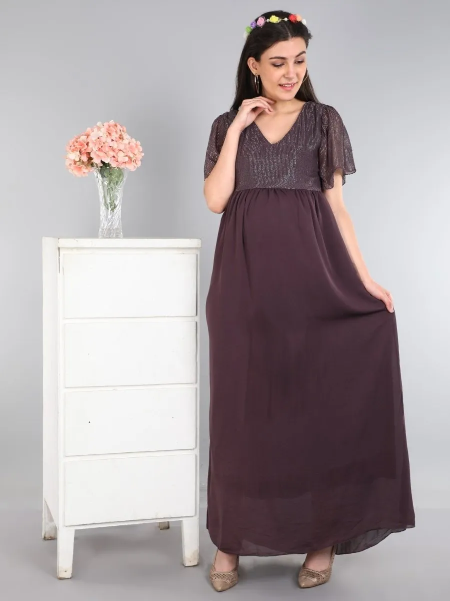 Shimmer Wine Maternity Gown