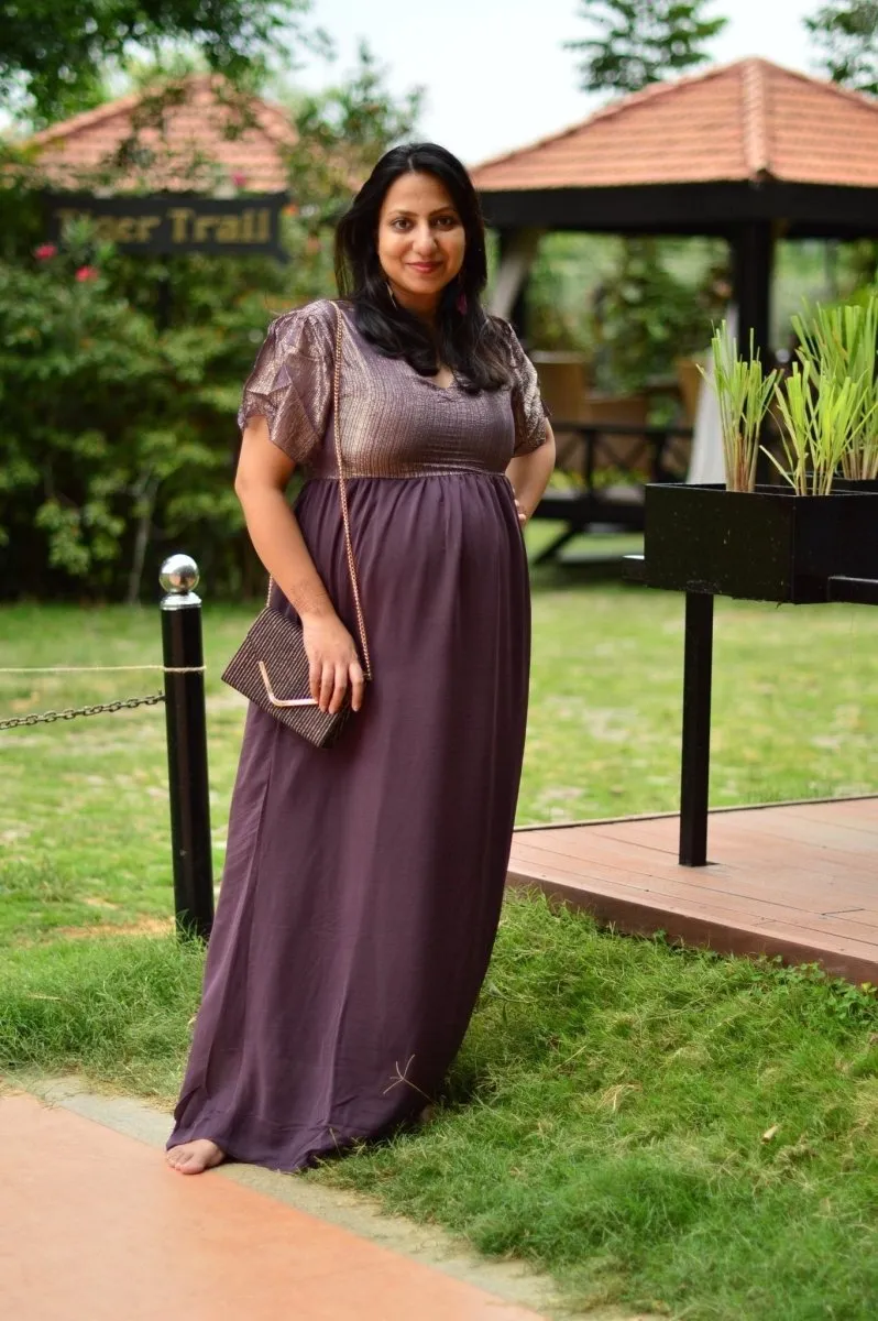 Shimmer Wine Maternity Gown