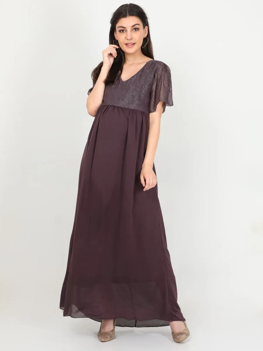 Shimmer Wine Maternity Gown