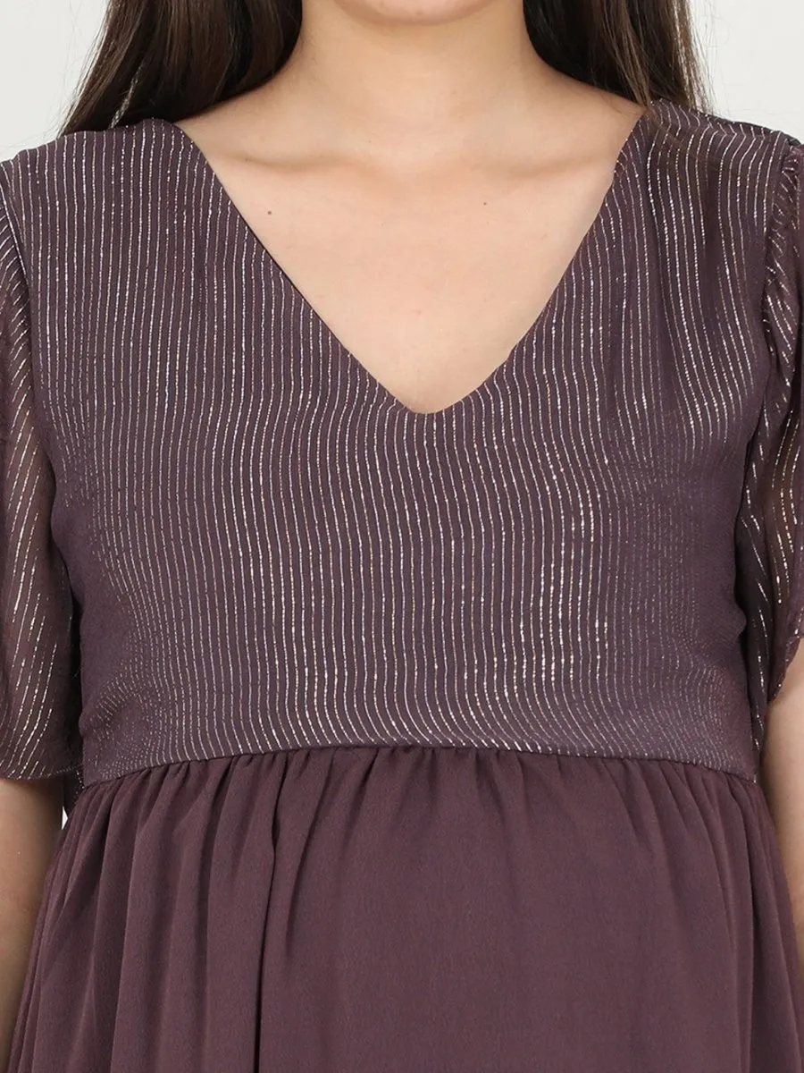 Shimmer Wine Maternity Gown