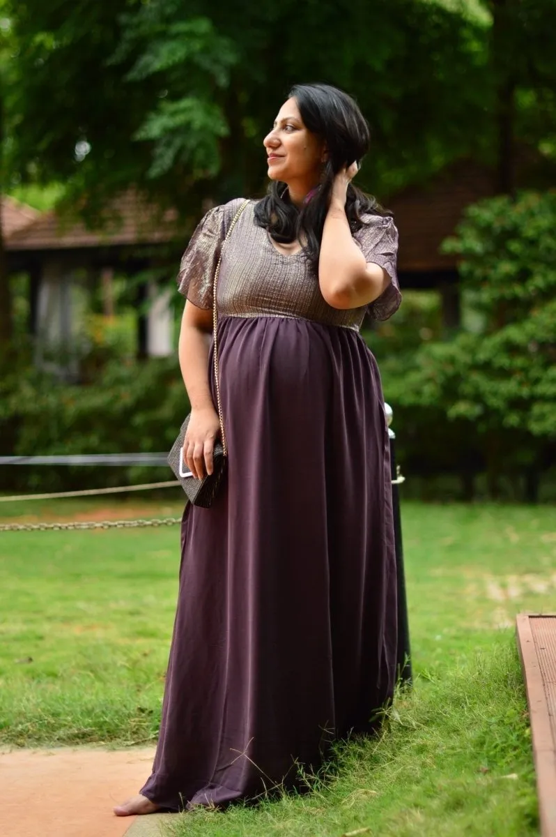 Shimmer Wine Maternity Gown