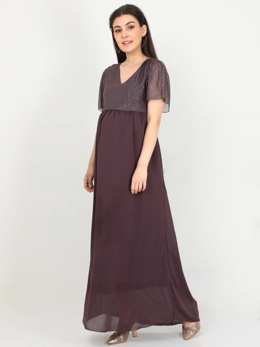 Shimmer Wine Maternity Gown