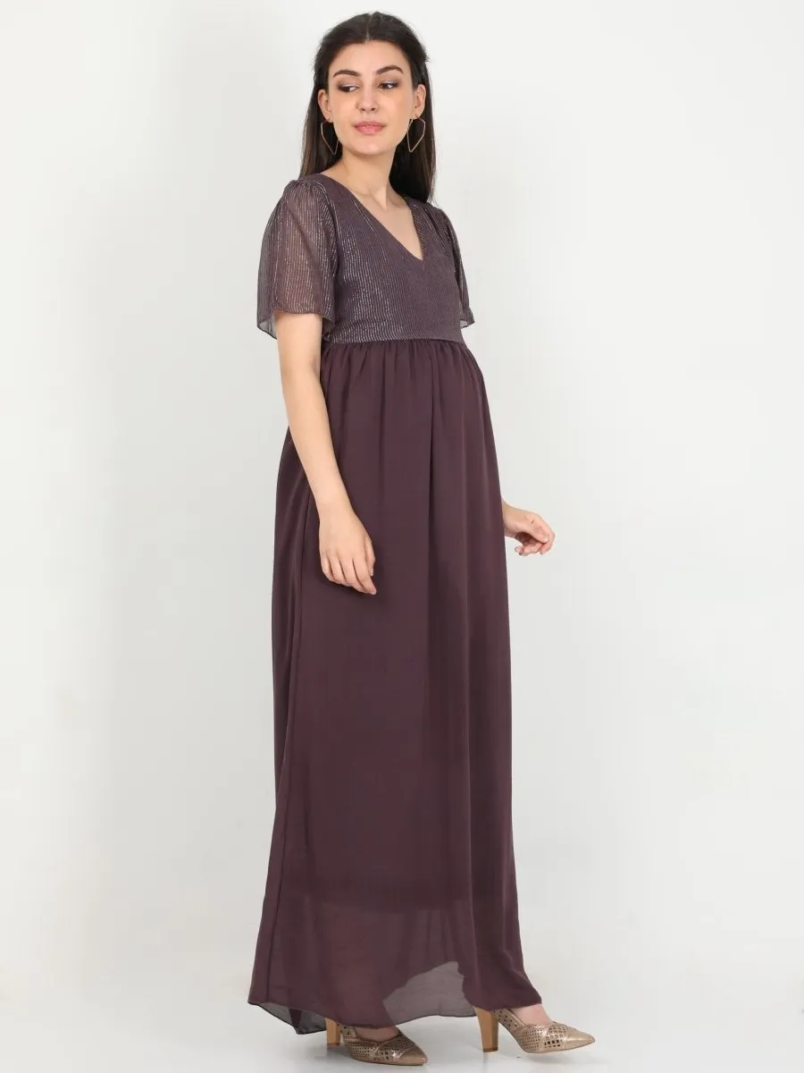 Shimmer Wine Maternity Gown