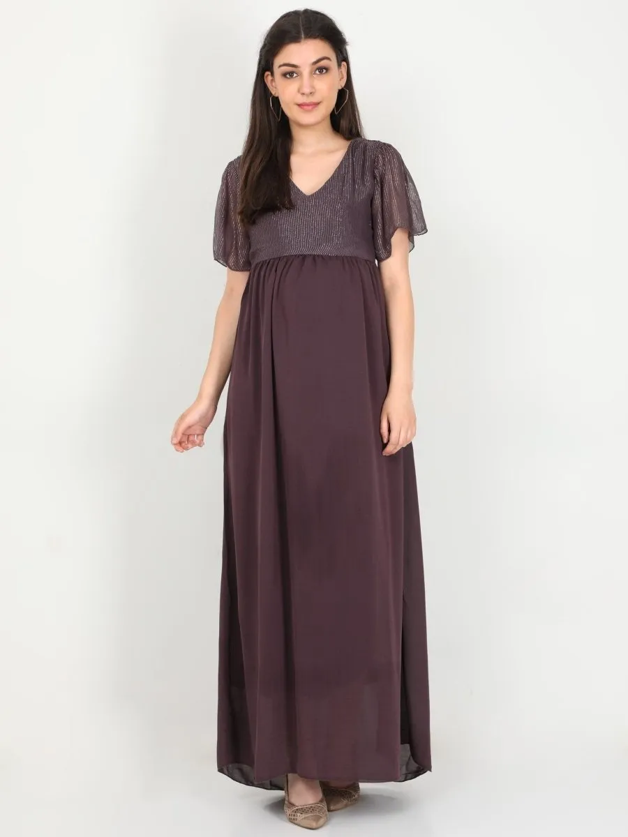 Shimmer Wine Maternity Gown