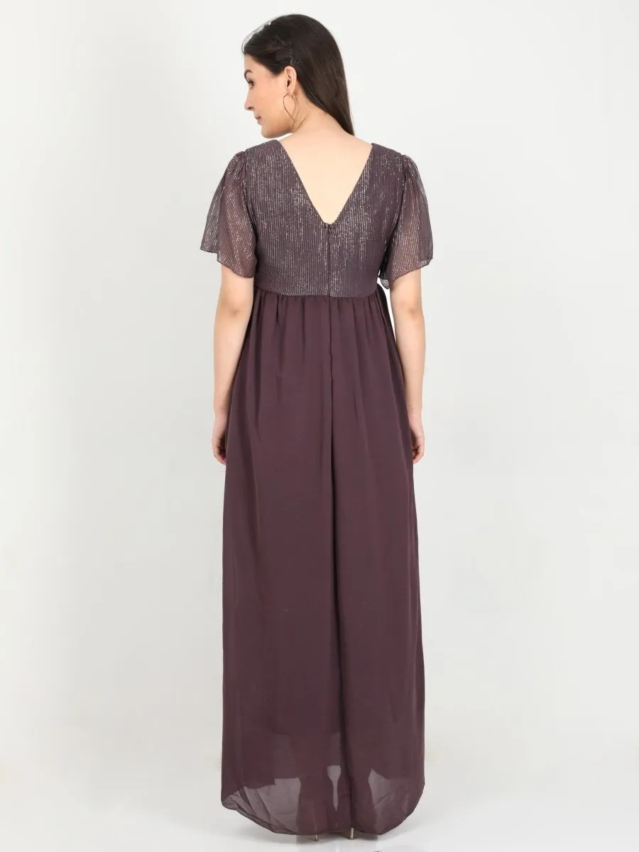 Shimmer Wine Maternity Gown