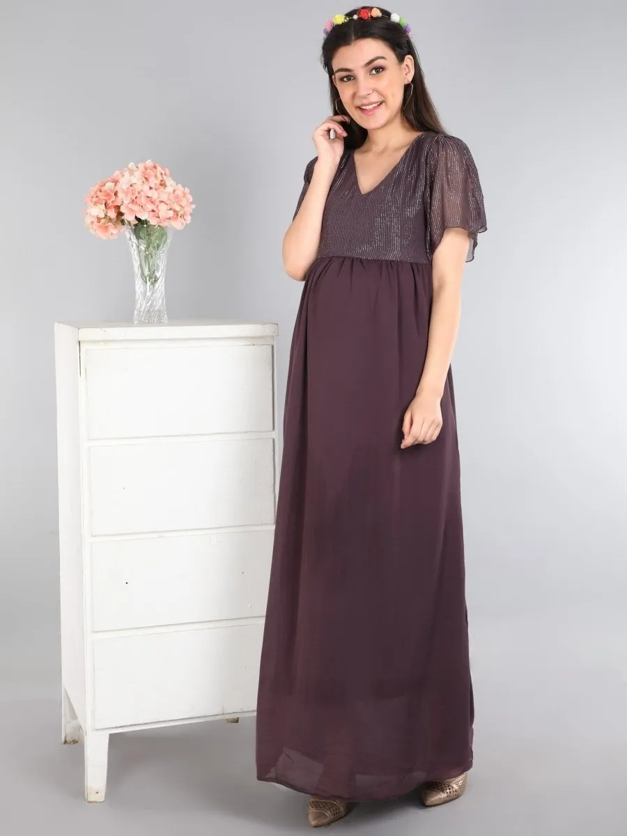 Shimmer Wine Maternity Gown