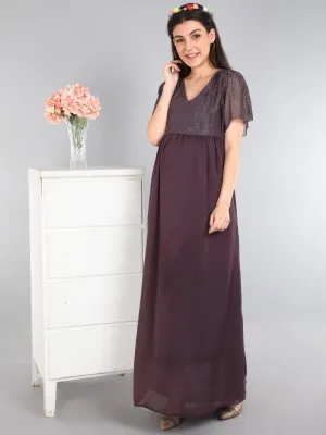 Shimmer Wine Maternity Gown