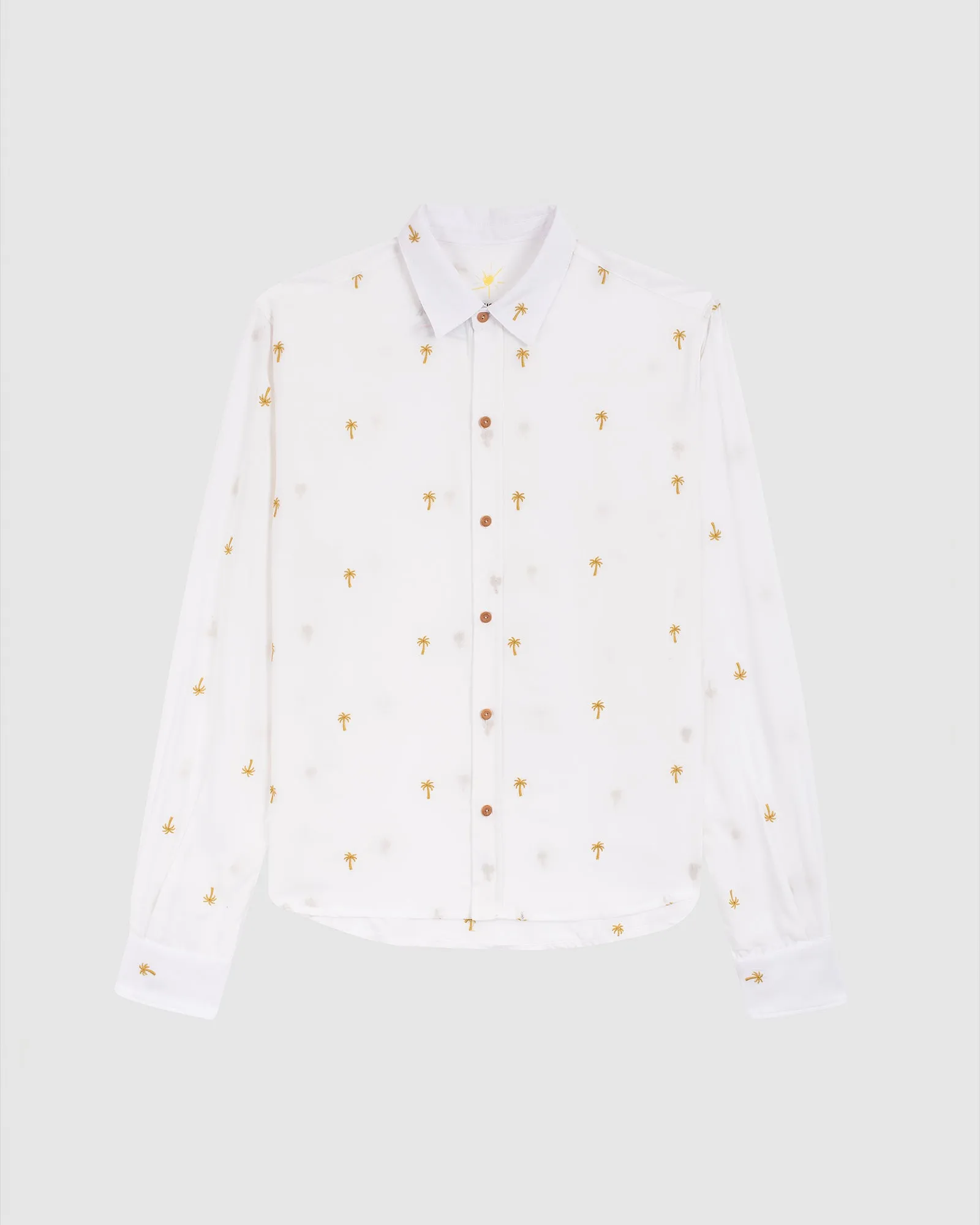 SOUS X HOC "BETWEEN TWO TROPICS" EMBROIDERED SHIRT IN WHITE