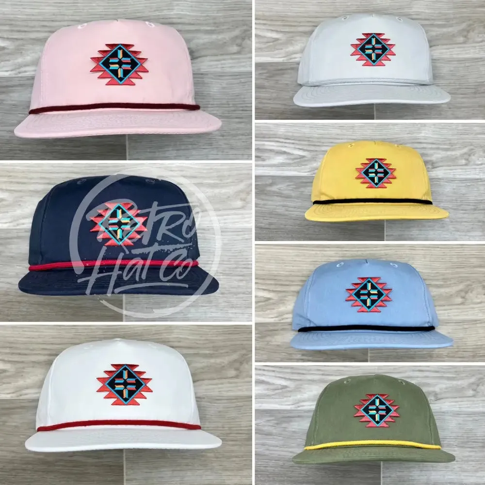 Southwestern / Aztec / Tribal Patch on Retro Rope Hat