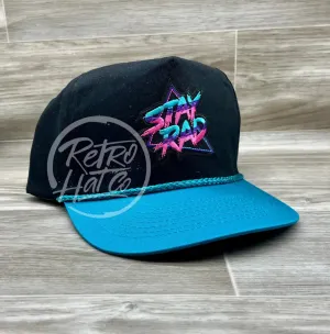 Stay Rad on Black/Turquoise Retro Rope Hat