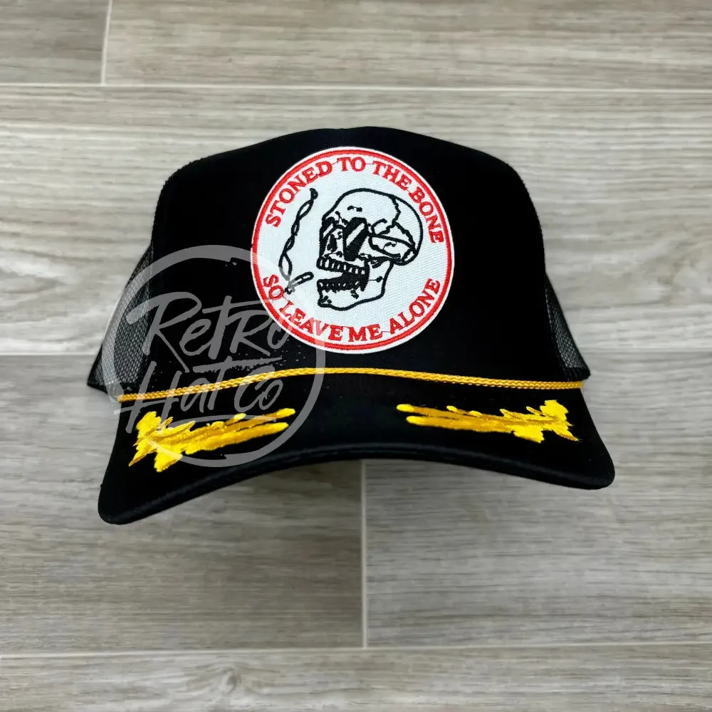 Stoned to the Bone Patch on Black Meshback Trucker w/Scrambled Eggs