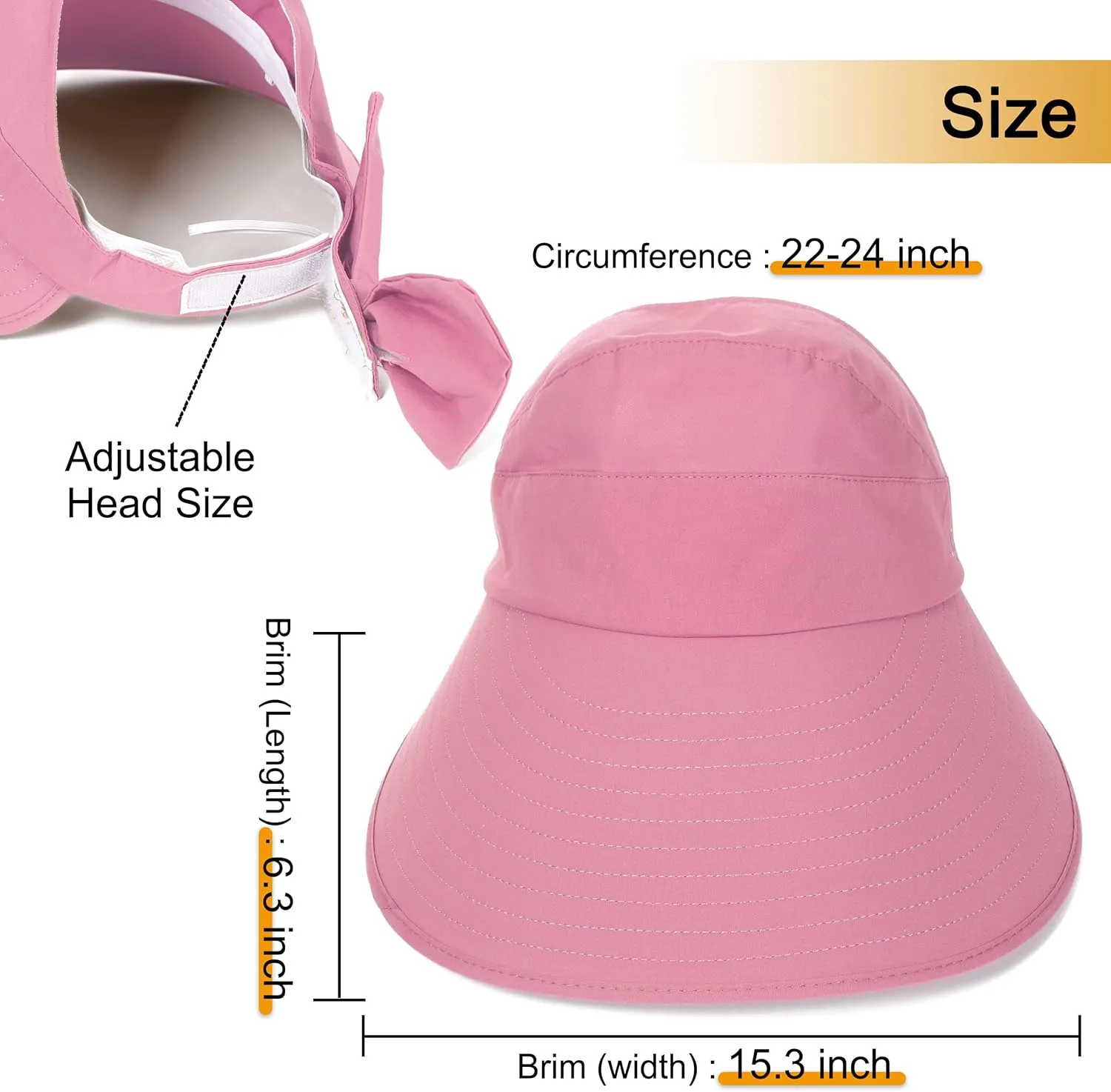 Sun Visor Hat for Women Wide Brim Ponytail Hole UV Protection Summer Cap Packable UPF 50  Travel Outdoor