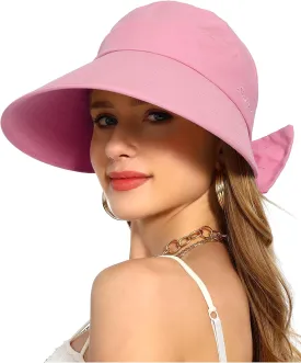 Sun Visor Hat for Women Wide Brim Ponytail Hole UV Protection Summer Cap Packable UPF 50  Travel Outdoor