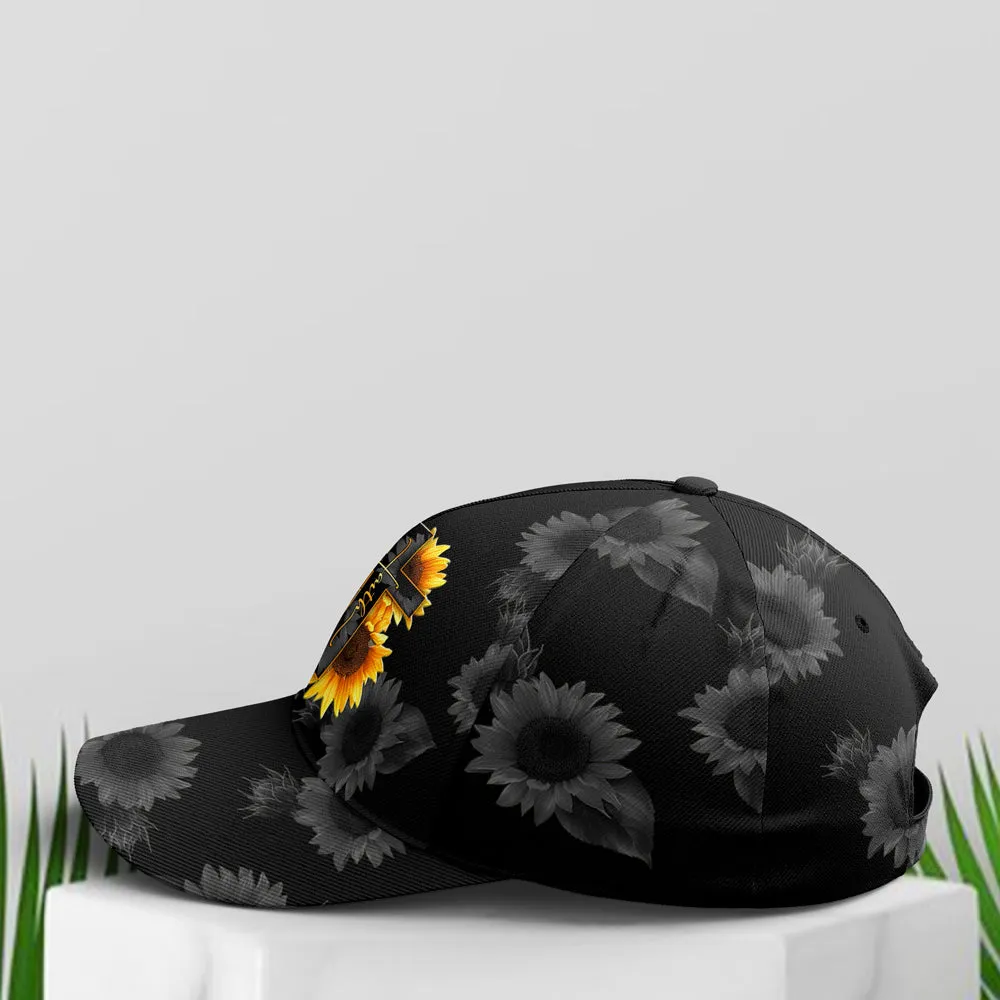 Sunflower Faith Floral Black Baseball Cap Coolspod