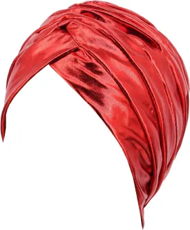 Surkat Unisex Metallic Arab India Pleated Turban Headwrap Swami Hat Costume Hat Chemo Cap