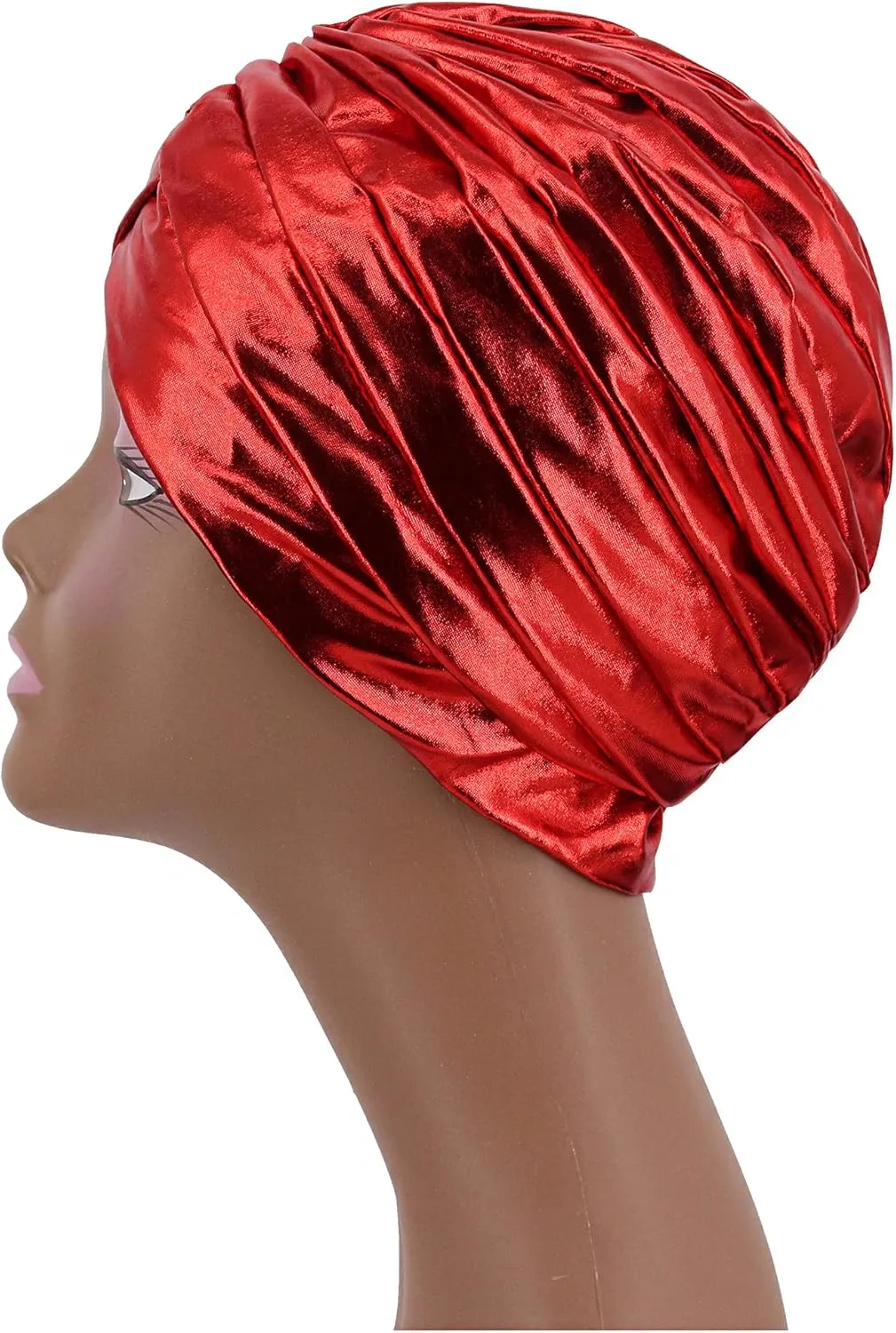 Surkat Unisex Metallic Arab India Pleated Turban Headwrap Swami Hat Costume Hat Chemo Cap