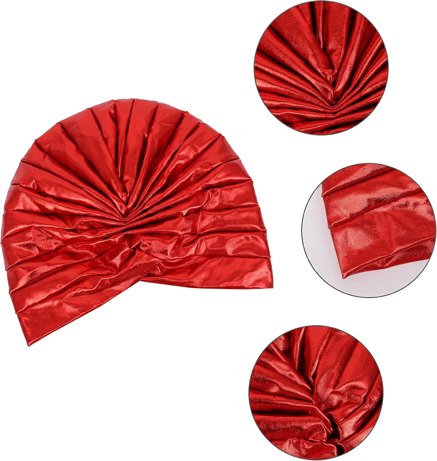 Surkat Unisex Metallic Arab India Pleated Turban Headwrap Swami Hat Costume Hat Chemo Cap