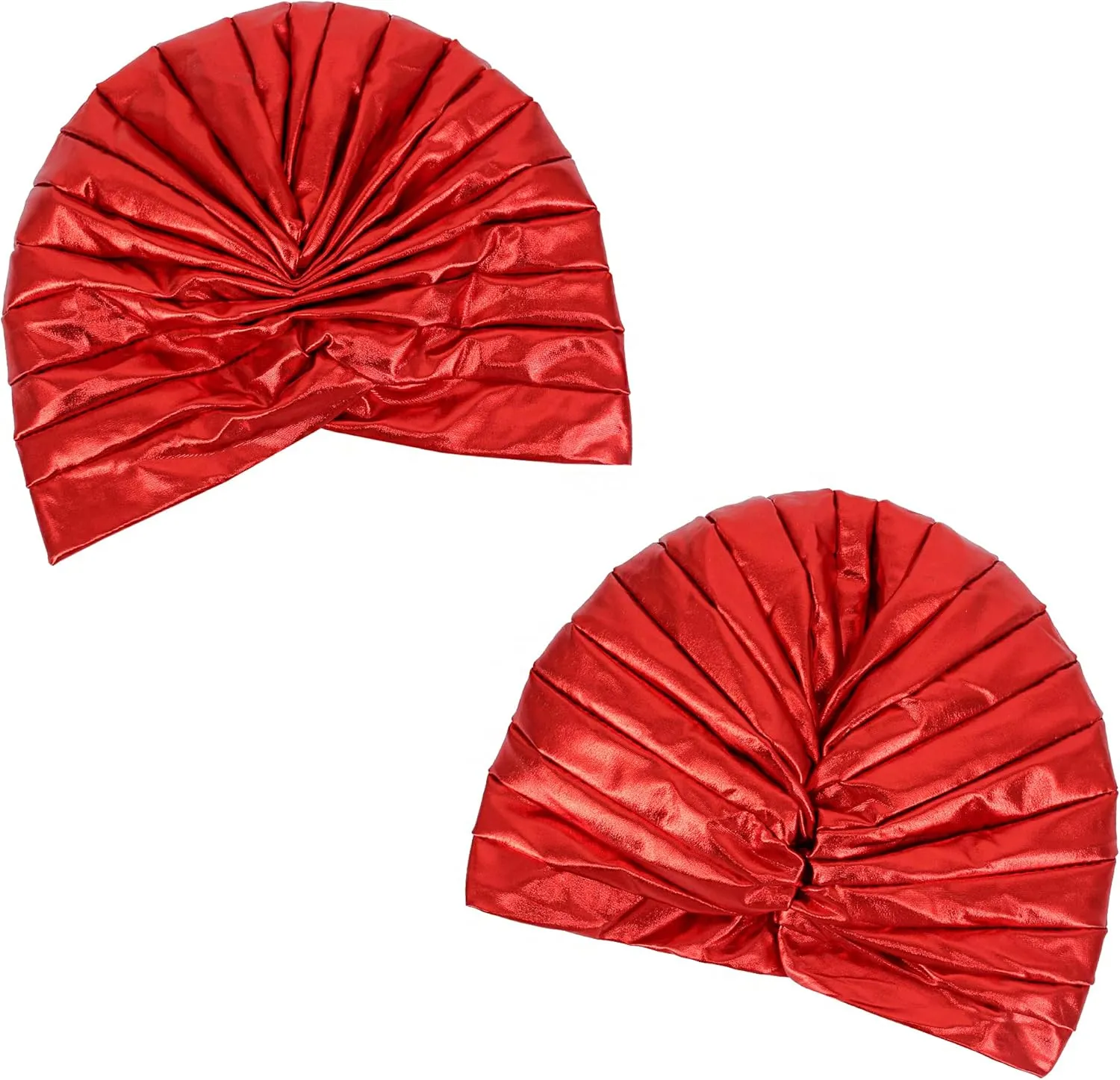 Surkat Unisex Metallic Arab India Pleated Turban Headwrap Swami Hat Costume Hat Chemo Cap