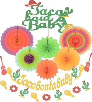 Taco Bout a Baby Decorations, Gold Glitter Taco Bout a Baby Banner Sign, Beautiful colors