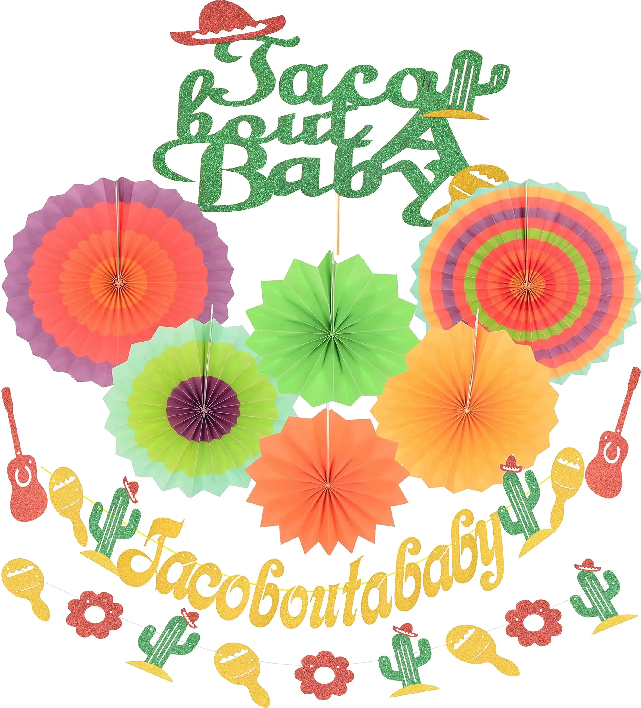 Taco Bout a Baby Decorations, Gold Glitter Taco Bout a Baby Banner Sign, Beautiful colors