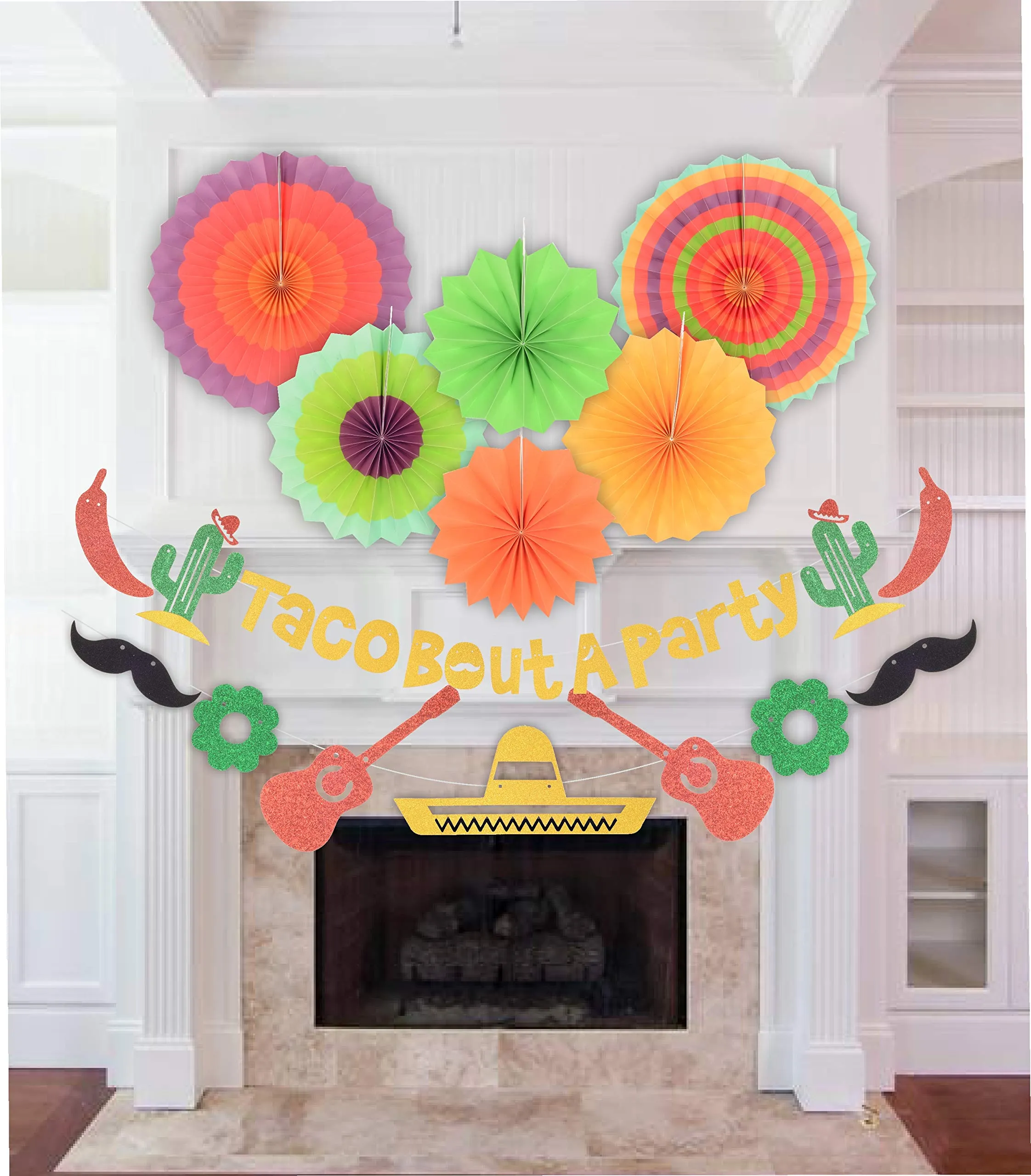 Taco Bout a Party Decorations | Gold Glitter Taco Bout a Party Banner Sign | Beautiful