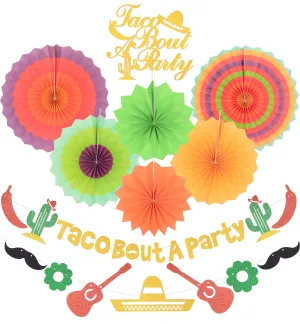 Taco Bout a Party Decorations | Gold Glitter Taco Bout a Party Banner Sign | Beautiful