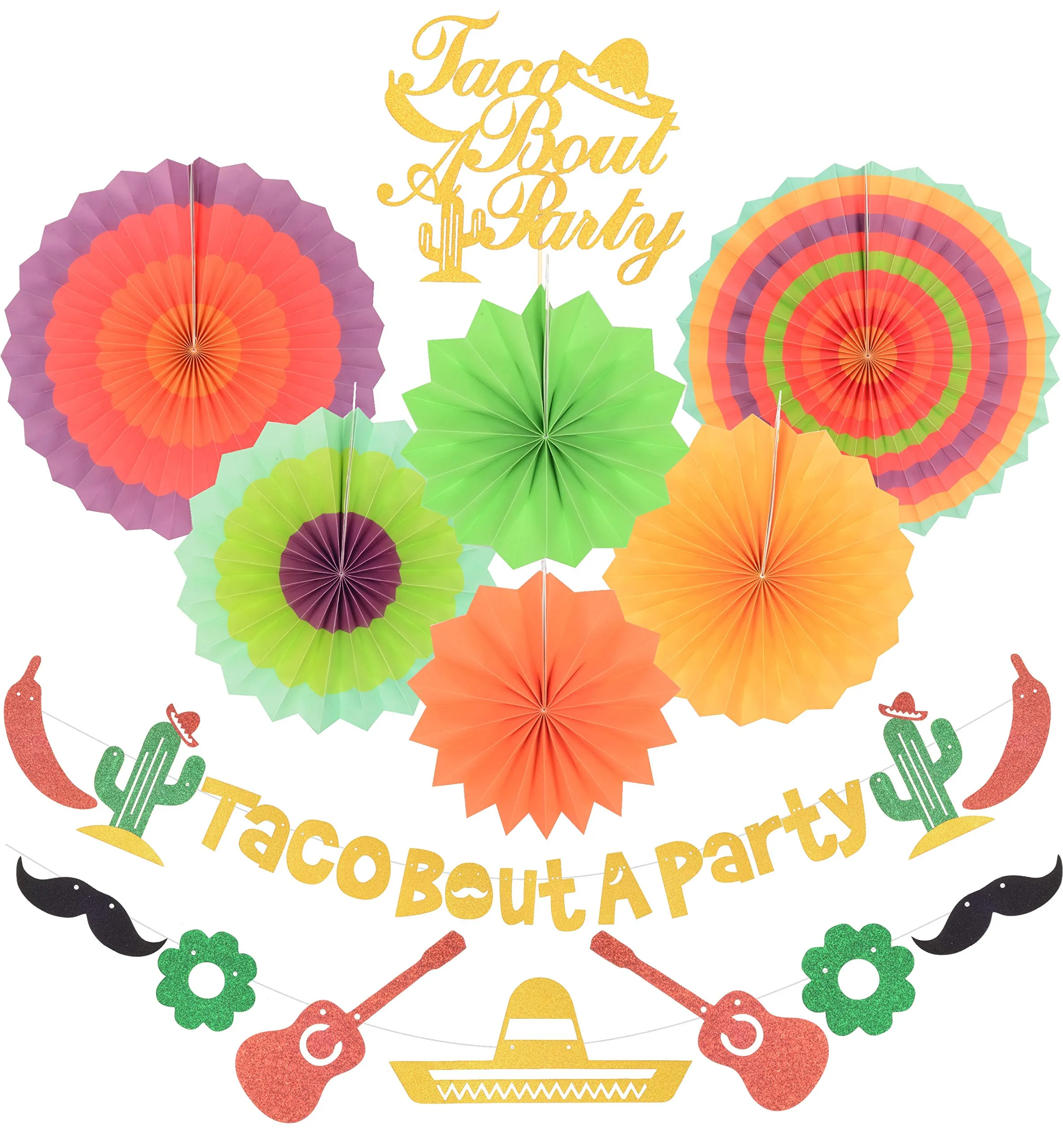 Taco Bout a Party Decorations | Gold Glitter Taco Bout a Party Banner Sign | Beautiful