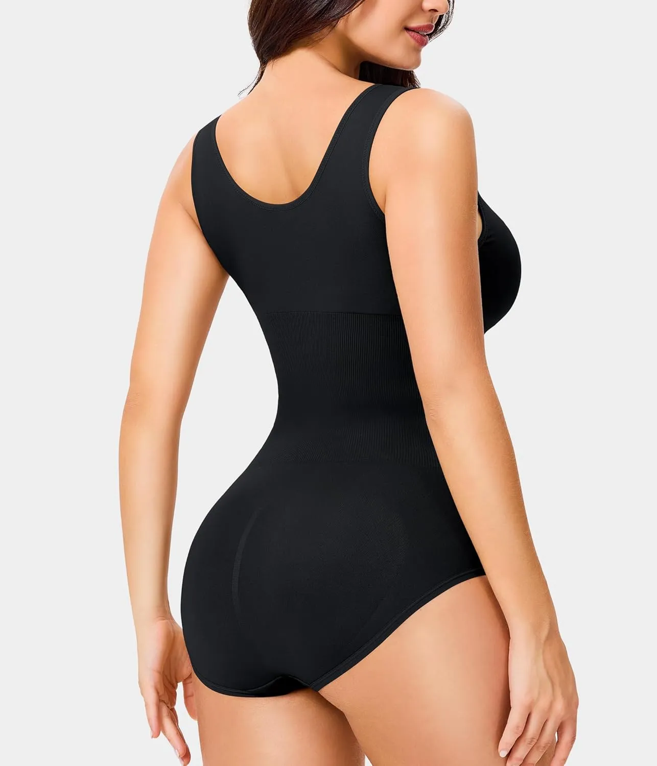 Tank Top Bodysuit for Women Tummy Control Slim fit Sleeveless Body Suit Round Neck