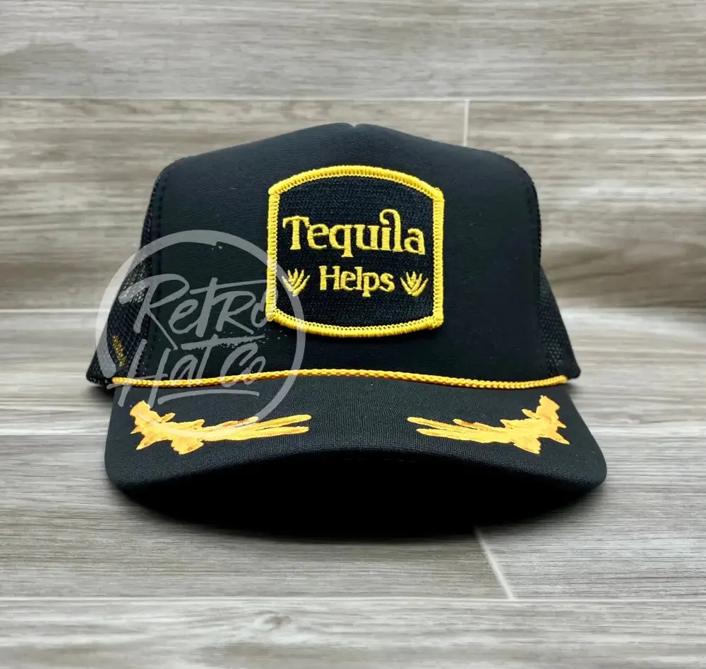 Tequila Helps Patch on Black Meshback Trucker w/Scrambled Eggs