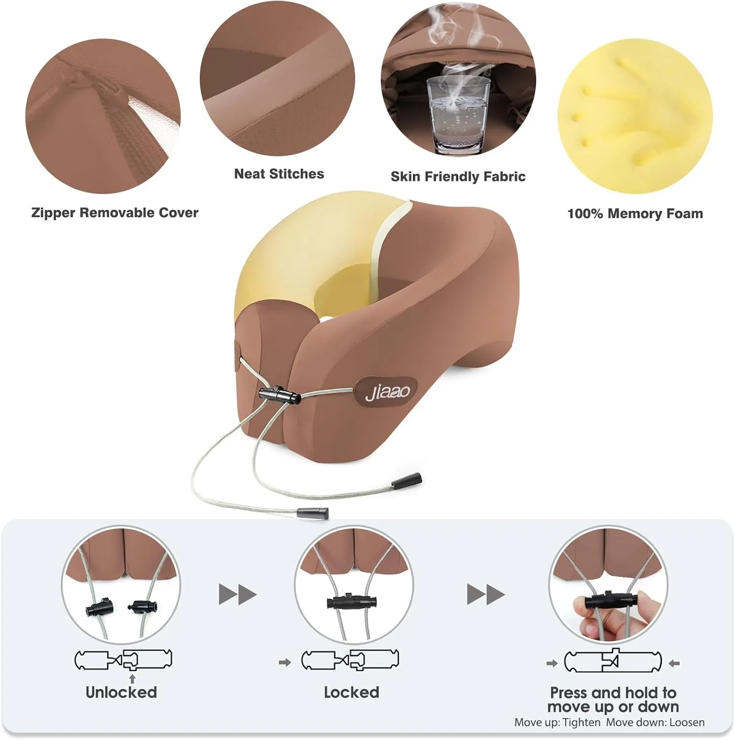 Travel Neck Pillow - Pain Relief & Comfortable Sleep on Cars, Trains & Planes - Memory Foam Advanced Neck Support for Long Flights, Eye Mask, Earplugs & Storage Bag