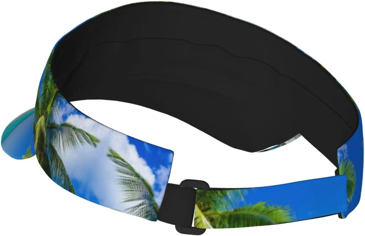 Tropical Island Palm Tree Sport Sun Visor Adjustable Summer Cap Visor Caps for Women Men Travel