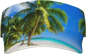 Tropical Island Palm Tree Sport Sun Visor Adjustable Summer Cap Visor Caps for Women Men Travel