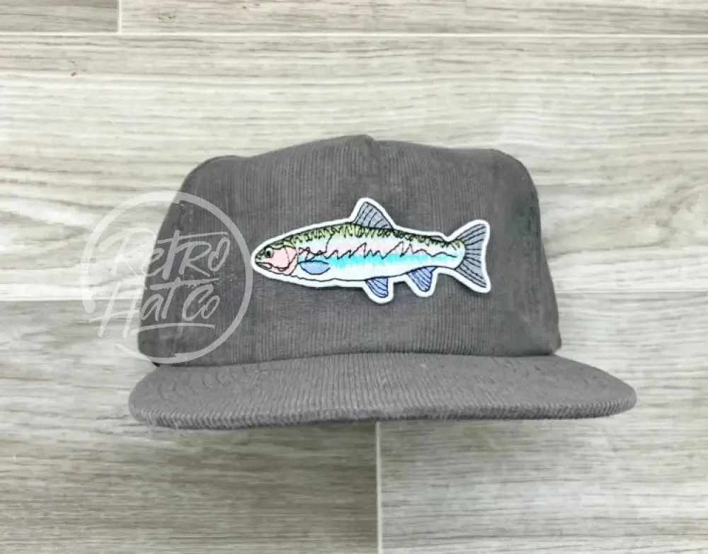 Trout on Gray Corduroy Hat