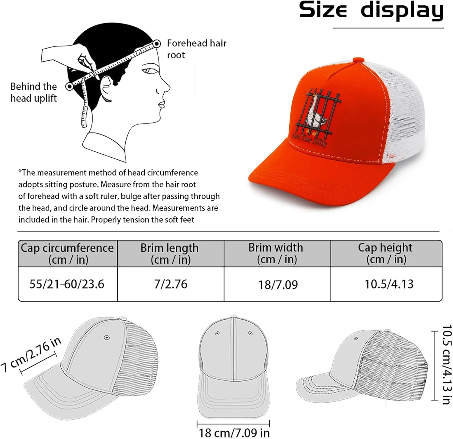 Unisex Trucker Adjustable Mesh Baseball Cap Dad Hat for Men Women Breathable Mesh Side with Stainless Steel Cap Buckle