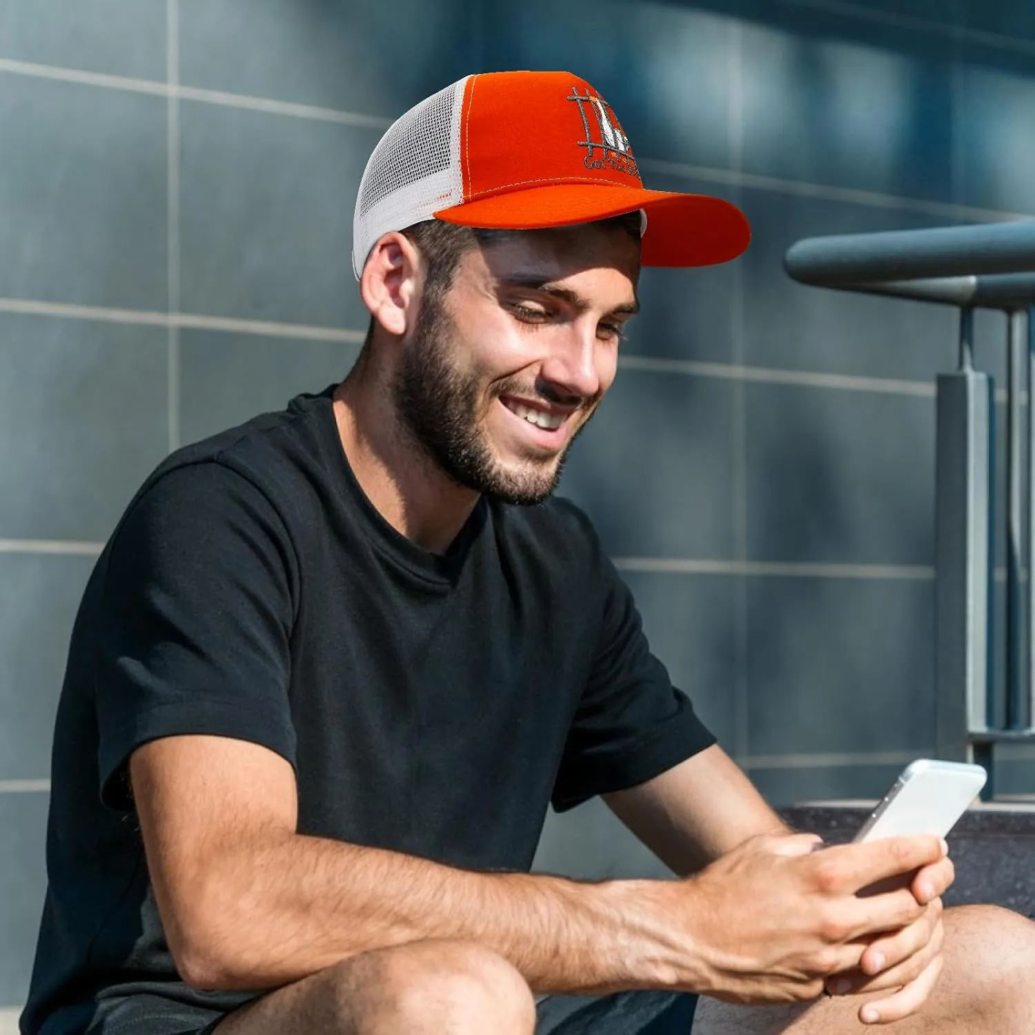 Unisex Trucker Adjustable Mesh Baseball Cap Dad Hat for Men Women Breathable Mesh Side with Stainless Steel Cap Buckle