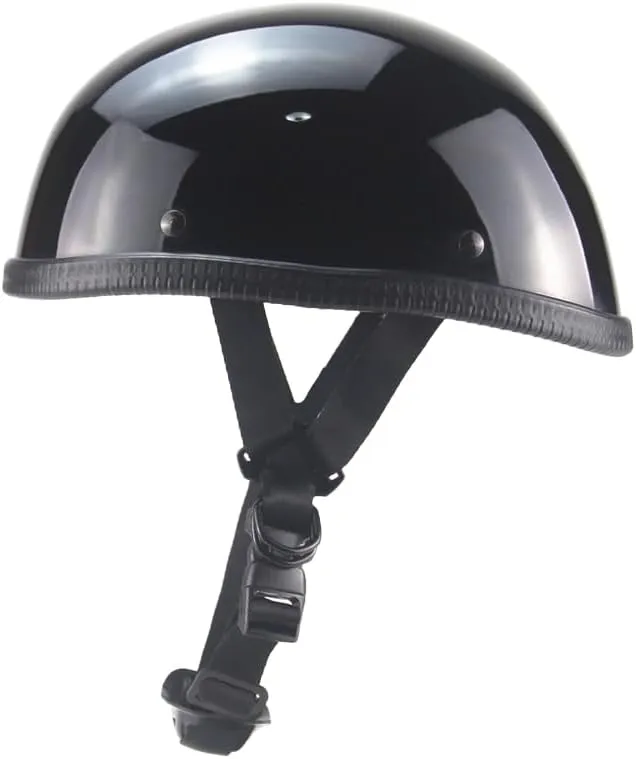US German Half Helmet Novelty Shiny Black Motorcycle Cruiser Biker S,M,L,XL,XXL